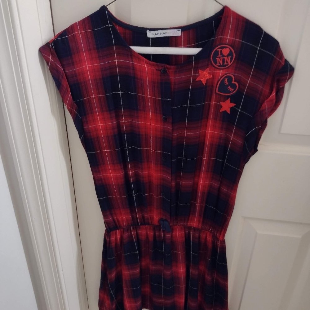 Girls 12 plaid dress - Naf Naf from France - Ships fast!